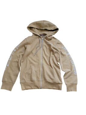 Vintage Hysteric Zip Up Hoodie Graphic Print Retro Womens XS Tan Japan Fashion